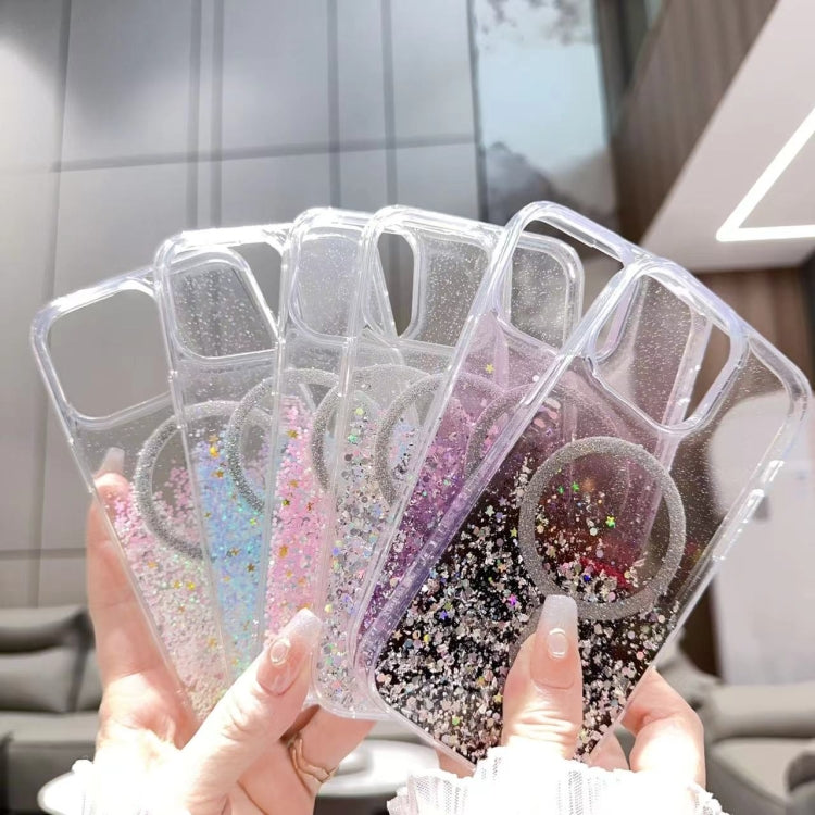 For iPhone 13 Gradient Glitter MagSafe PC Hybrid TPU Phone Case