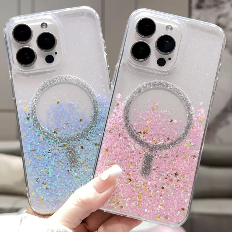 For iPhone 13 Gradient Glitter MagSafe PC Hybrid TPU Phone Case