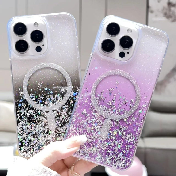 For iPhone 13 Gradient Glitter MagSafe PC Hybrid TPU Phone Case