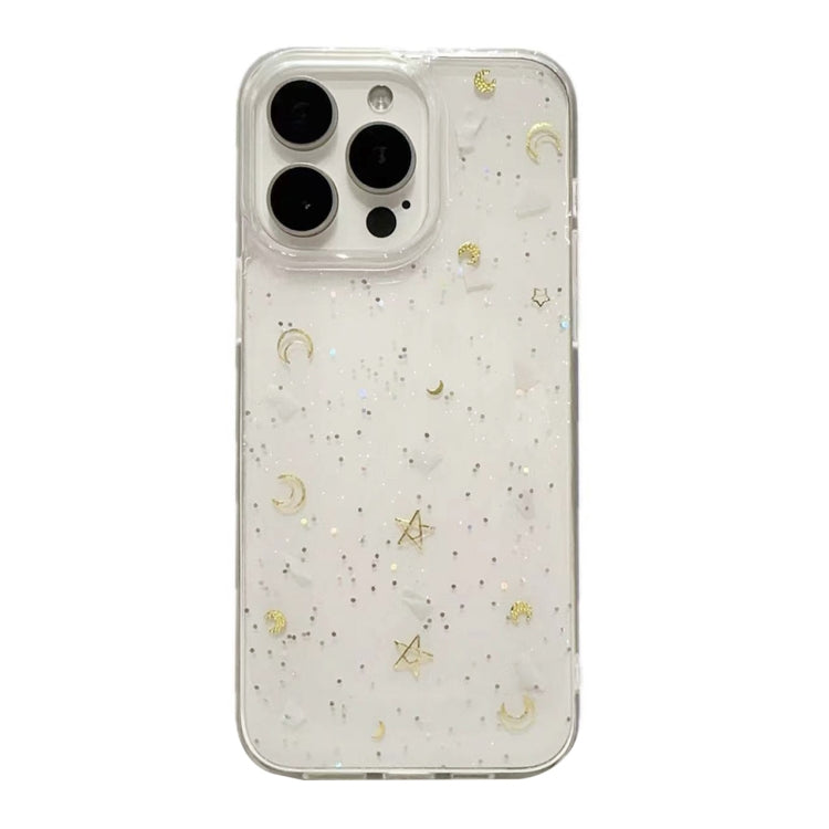 For iPhone 15 Pro Max Moon Star Shell Glitter Epoxy TPU Phone Case - Transparent