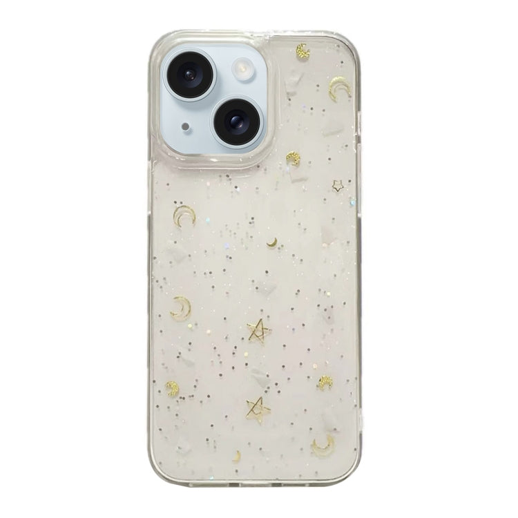 For iPhone 15 Moon Star Shell Glitter Epoxy TPU Phone Case - Transparent