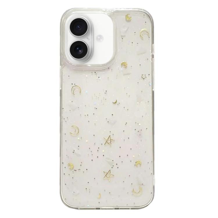 For iPhone 16 Plus Moon Star Shell Glitter Epoxy TPU Phone Case - Transparent