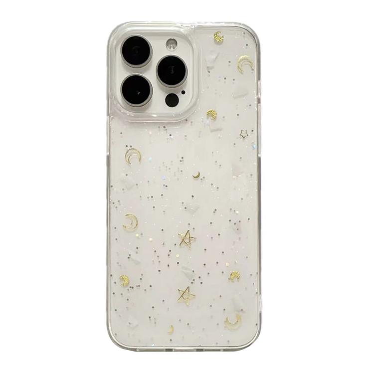 For iPhone 16 Pro Max Moon Star Shell Glitter Epoxy TPU Phone Case - Transparent