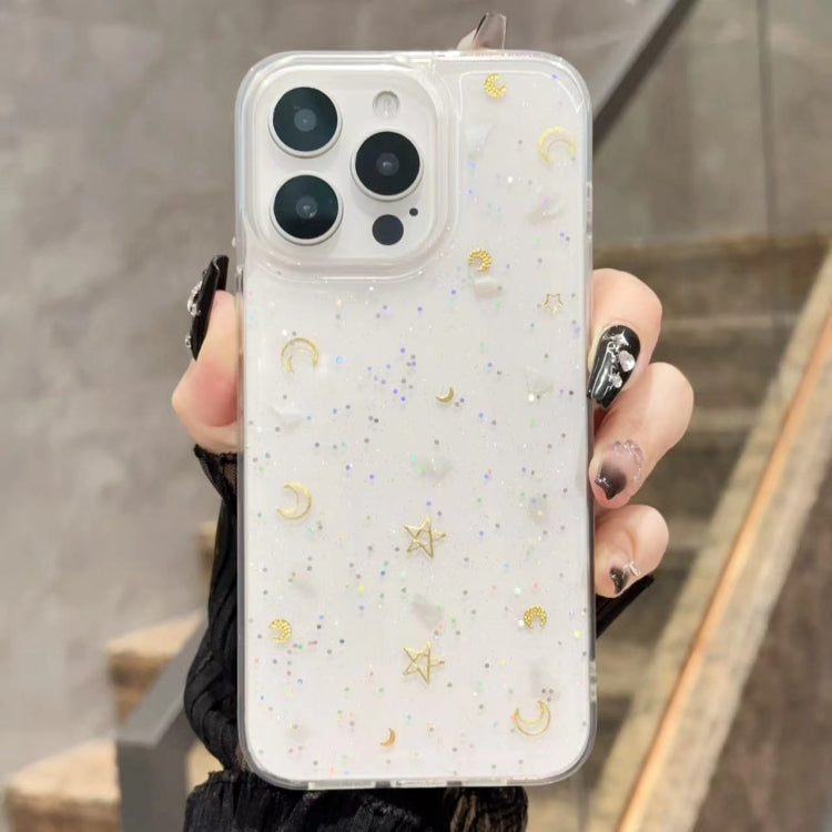For iPhone 15 Pro Max Moon Star Shell Glitter Epoxy TPU Phone Case - Transparent