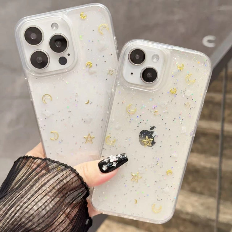 For iPhone 15 Pro Max Moon Star Shell Glitter Epoxy TPU Phone Case - Transparent