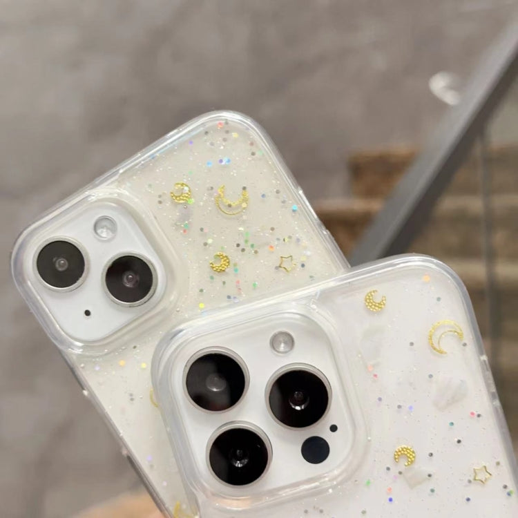For iPhone 15 Pro Max Moon Star Shell Glitter Epoxy TPU Phone Case - Transparent