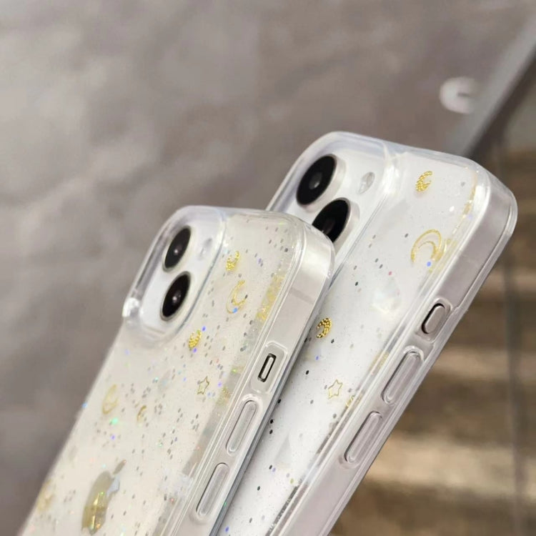For iPhone 15 Pro Max Moon Star Shell Glitter Epoxy TPU Phone Case - Transparent