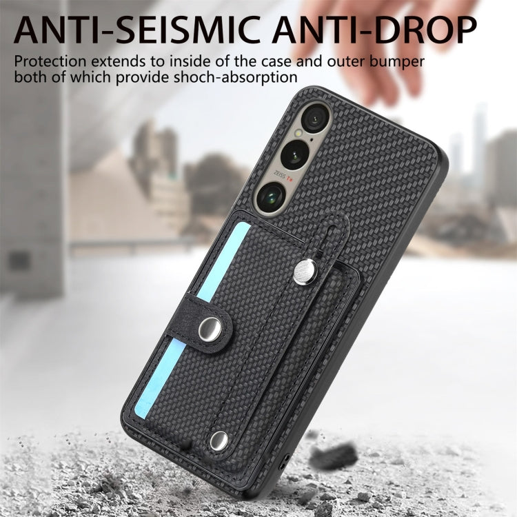 For Sony Xperia 10 VI Wristband Kickstand Card Wallet Back Cover Phone Case with Tool Knife