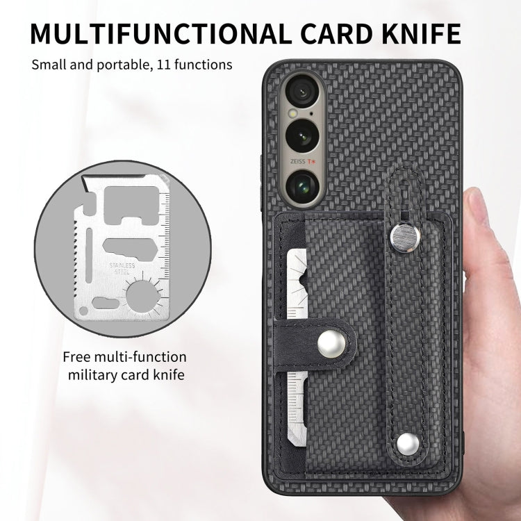 For Sony Xperia 10 VI Wristband Kickstand Card Wallet Back Cover Phone Case with Tool Knife