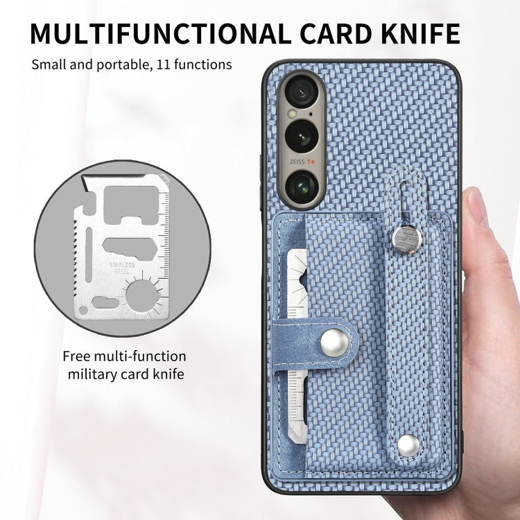 For Sony Xperia 10 VI Wristband Kickstand Card Wallet Back Cover Phone Case with Tool Knife