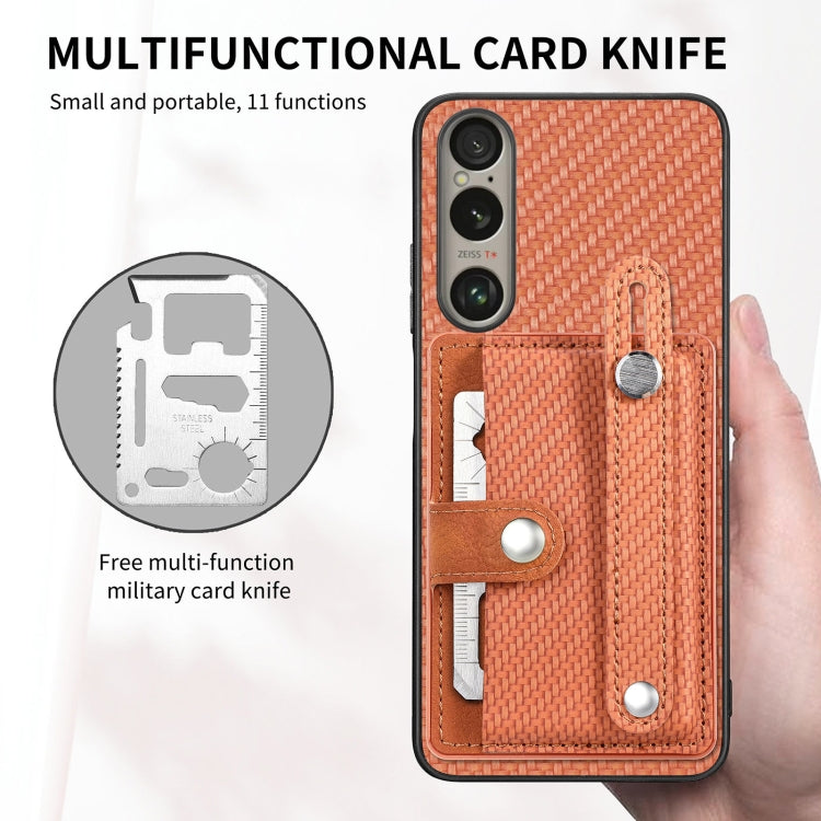 For Sony Xperia 10 VI Wristband Kickstand Card Wallet Back Cover Phone Case with Tool Knife