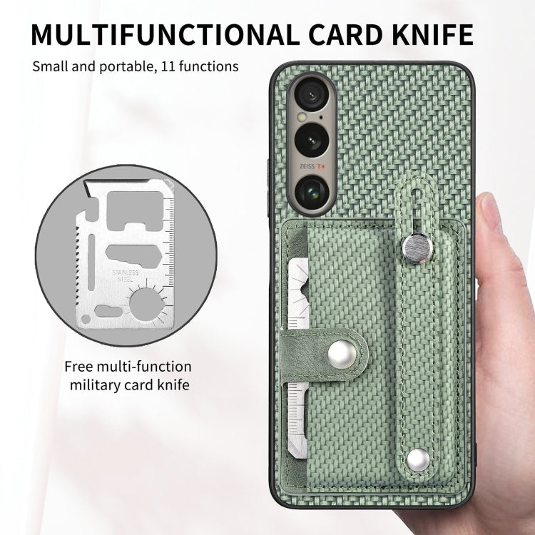 For Sony Xperia 10 VI Wristband Kickstand Card Wallet Back Cover Phone Case with Tool Knife