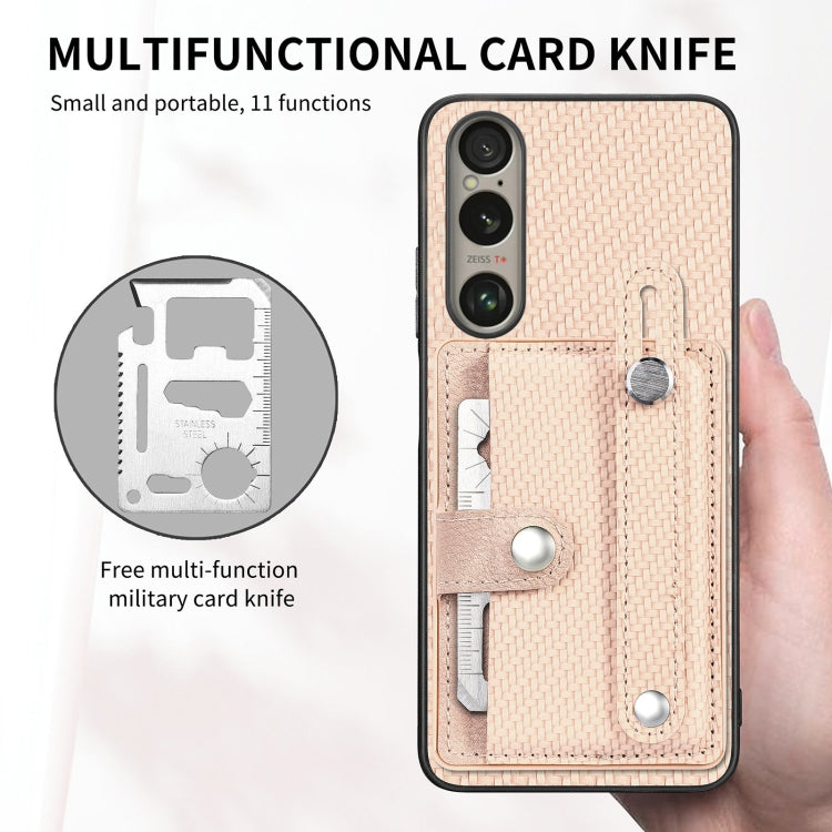 For Sony Xperia 10 VI Wristband Kickstand Card Wallet Back Cover Phone Case with Tool Knife