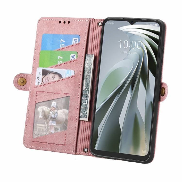 For ZTE Libero 5G IV Geometric Zipper Wallet Side Buckle Leather Phone Case