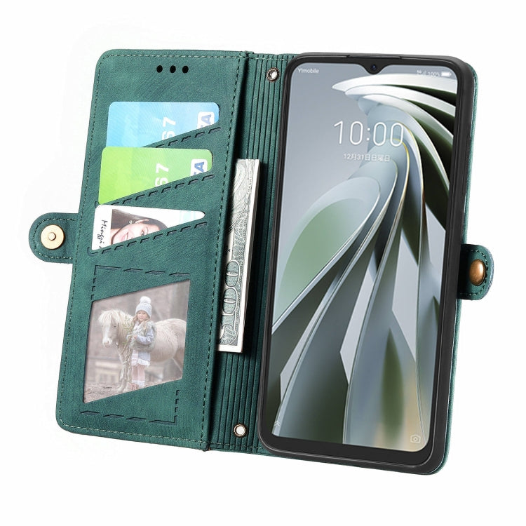 For ZTE Libero 5G IV Geometric Zipper Wallet Side Buckle Leather Phone Case