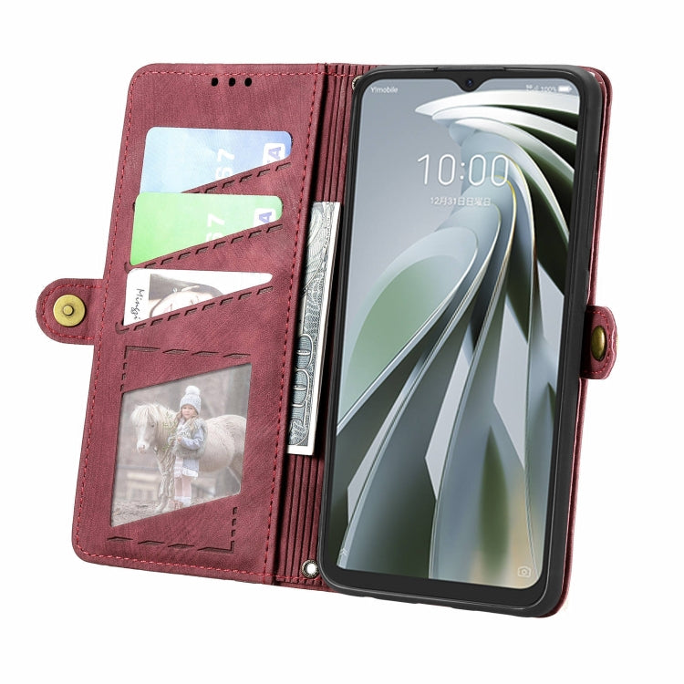 For ZTE Libero 5G IV Geometric Zipper Wallet Side Buckle Leather Phone Case