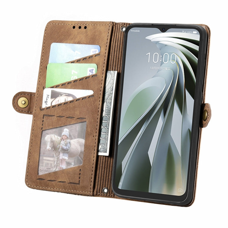 For ZTE Libero 5G IV Geometric Zipper Wallet Side Buckle Leather Phone Case
