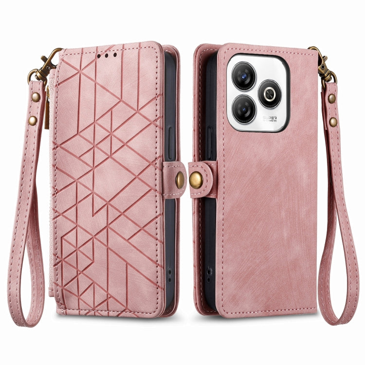 For ZTE Blade A75 4G Geometric Zipper Wallet Side Buckle Leather Phone Case