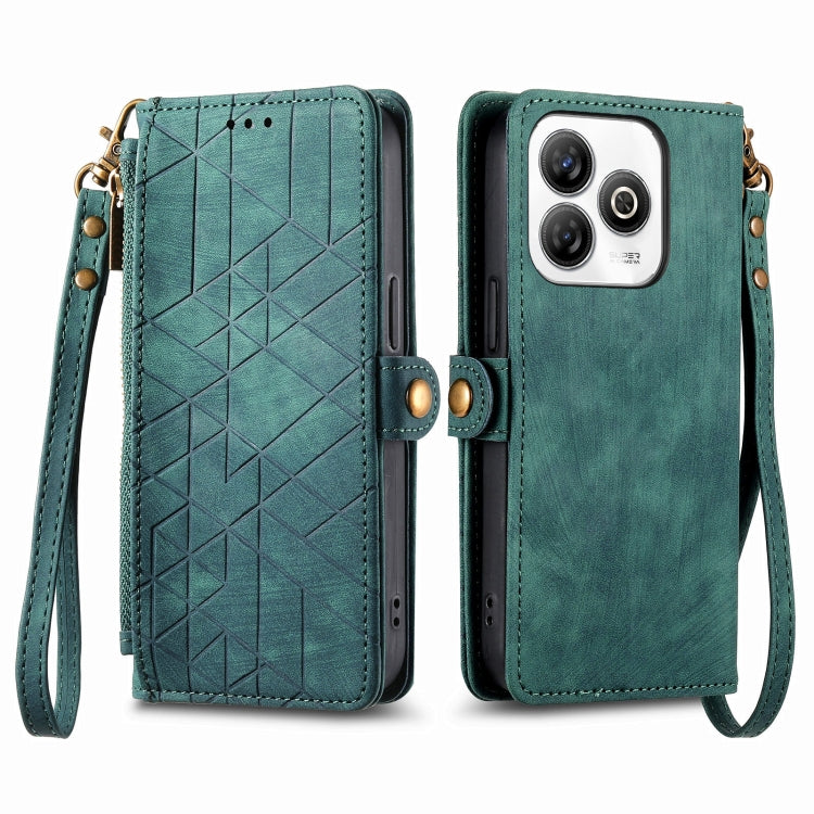 For ZTE Blade A75 4G Geometric Zipper Wallet Side Buckle Leather Phone Case