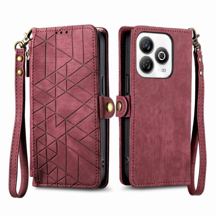 For ZTE Blade A75 4G Geometric Zipper Wallet Side Buckle Leather Phone Case