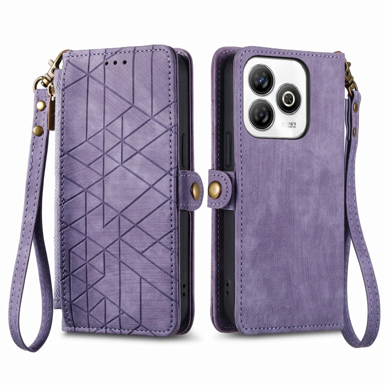 For ZTE Blade A75 4G Geometric Zipper Wallet Side Buckle Leather Phone Case