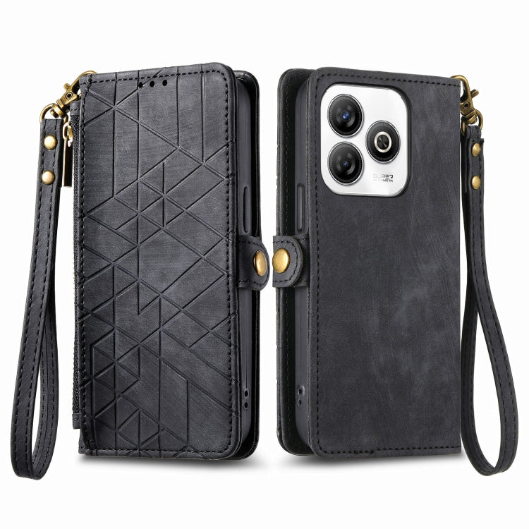 For ZTE Blade A75 4G Geometric Zipper Wallet Side Buckle Leather Phone Case