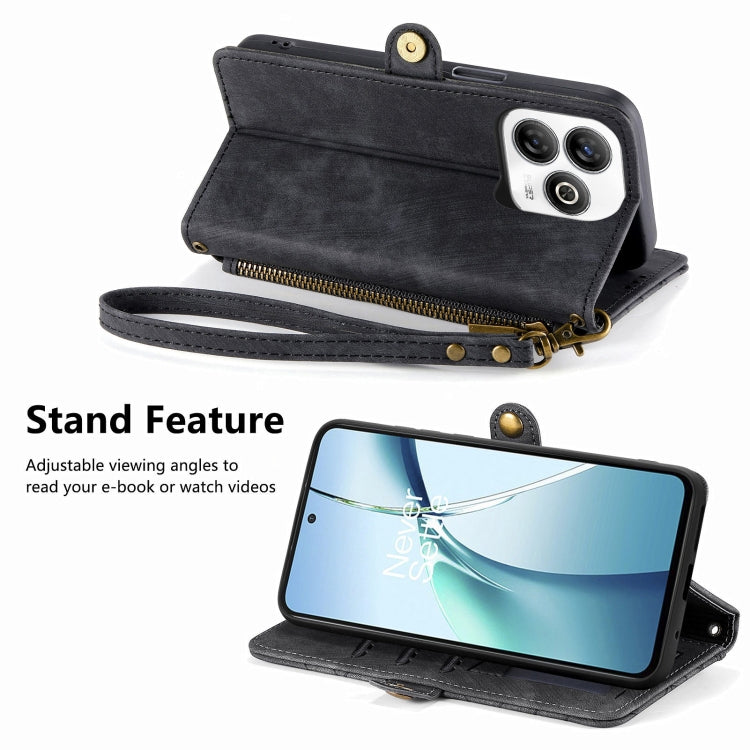 For ZTE Blade A75 4G Geometric Zipper Wallet Side Buckle Leather Phone Case