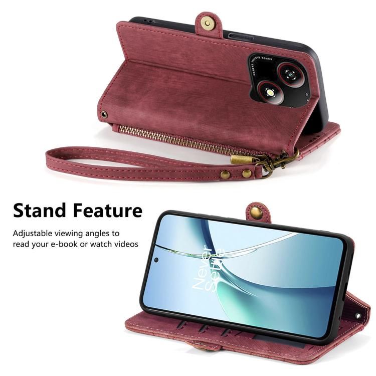 For ZTE Blade A35e 4G Geometric Zipper Wallet Side Buckle Leather Phone Case