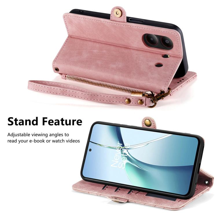 For ZTE Blade A54 Geometric Zipper Wallet Side Buckle Leather Phone Case