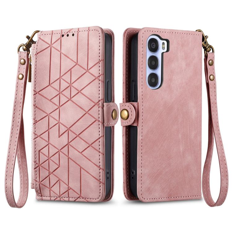For ZTE Nubia S 5G Geometric Zipper Wallet Side Buckle Leather Phone Case