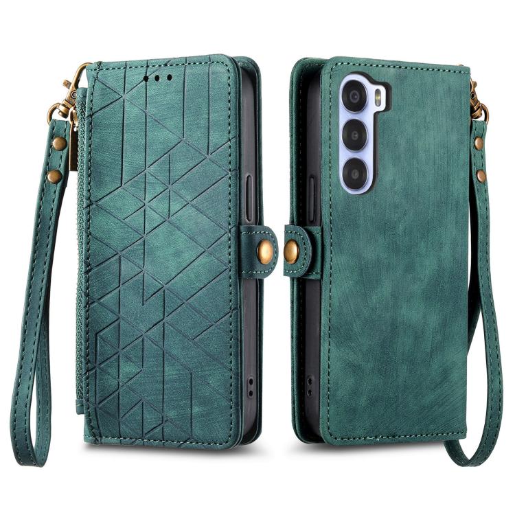 For ZTE Nubia S 5G Geometric Zipper Wallet Side Buckle Leather Phone Case