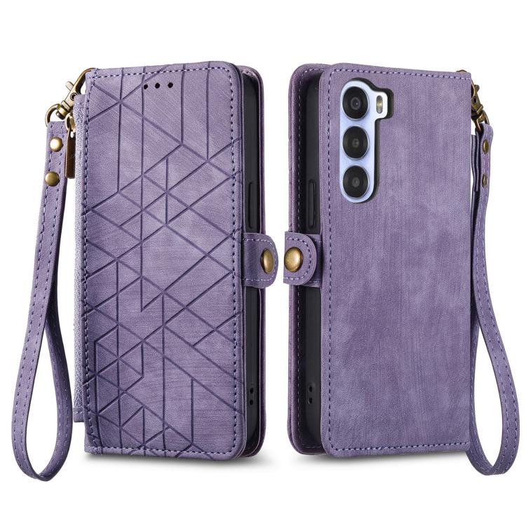 For ZTE Nubia S 5G Geometric Zipper Wallet Side Buckle Leather Phone Case