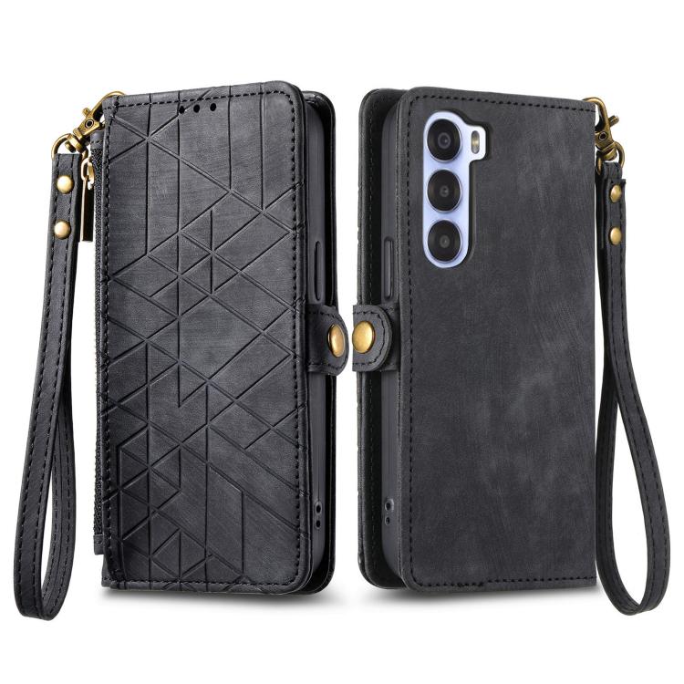 For ZTE Nubia S 5G Geometric Zipper Wallet Side Buckle Leather Phone Case