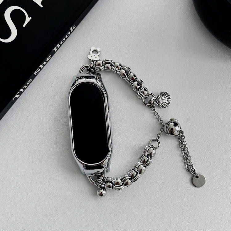For Xiaomi Mi Band 5 / 6 Beaded Bracelet Metal Watch Band