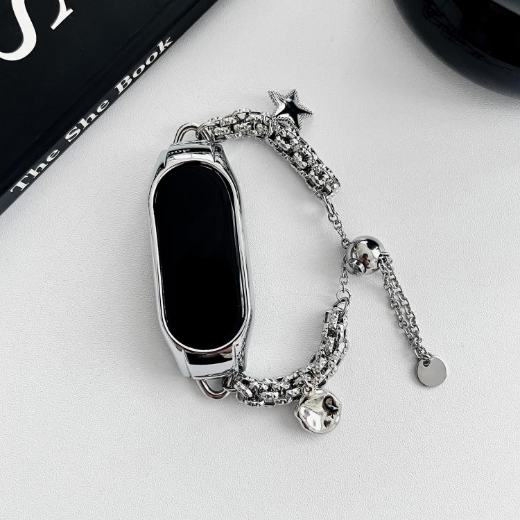 For Xiaomi Mi Band 5 / 6 Beaded Bracelet Metal Watch Band