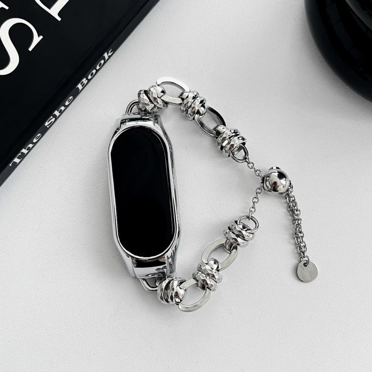 For Xiaomi Mi Band 8 Beaded Bracelet Metal Watch Band