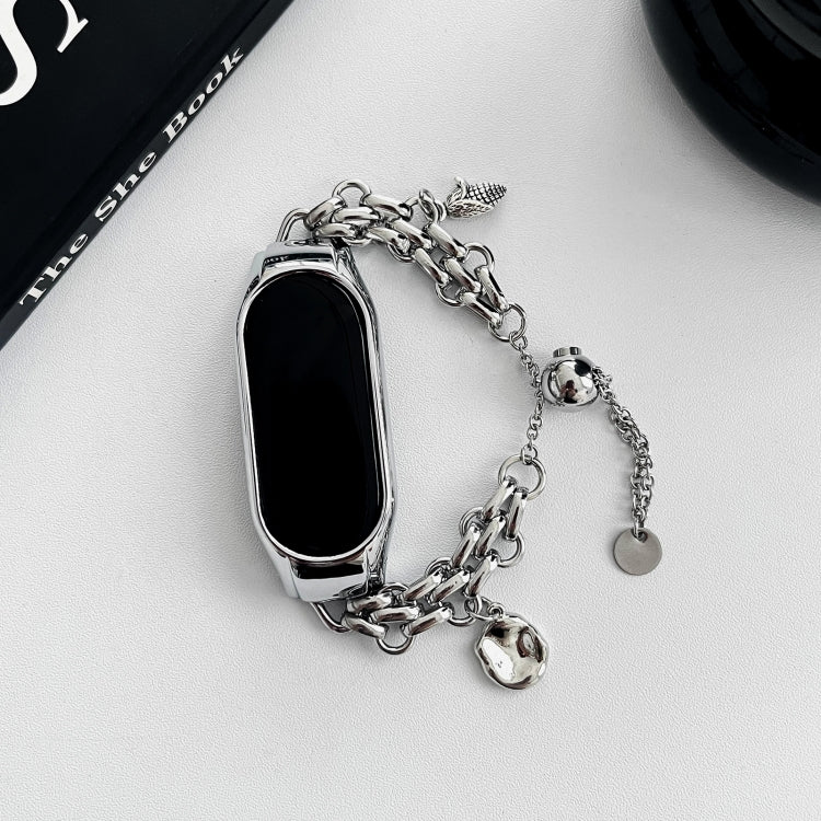 For Xiaomi Mi Band 8 Beaded Bracelet Metal Watch Band