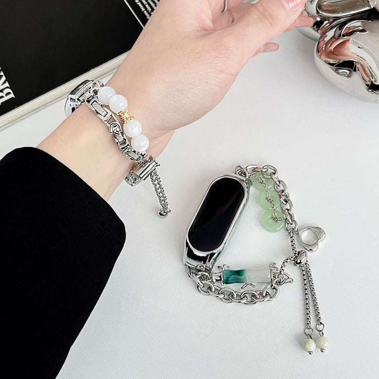 For Xiaomi Mi Band 8 Crystal Beaded Onyx Watch Band