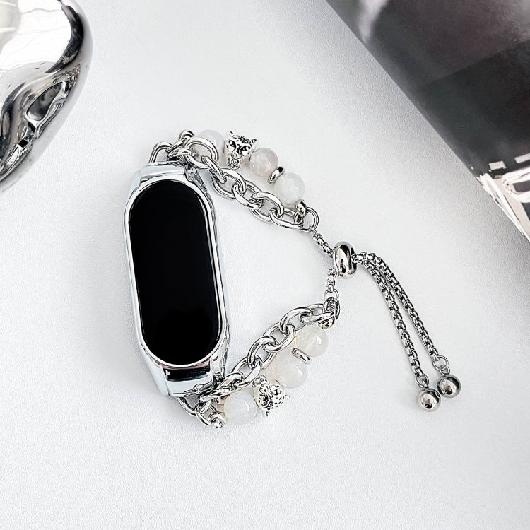 For Xiaomi Mi Band 8 Crystal Beaded Onyx Watch Band