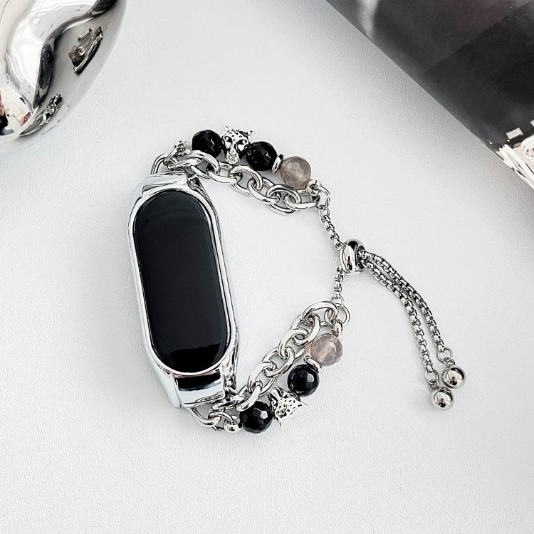 For Xiaomi Mi Band 8 Crystal Beaded Onyx Watch Band