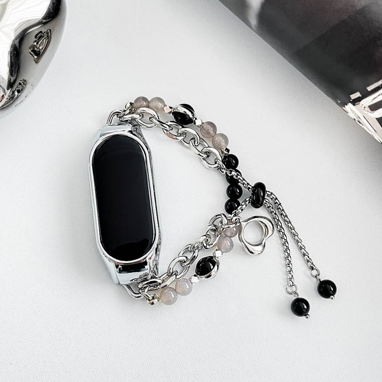 For Xiaomi Mi Band 5 / 6 Crystal Beaded Onyx Watch Band