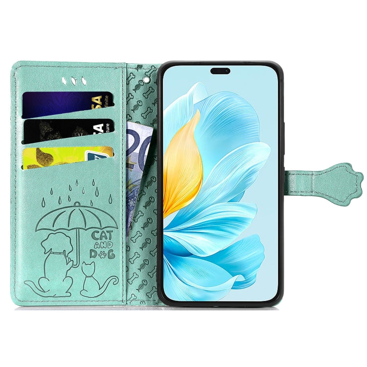 For Honor 200 Lite Global Cat and Dog Embossed Leather Phone Case