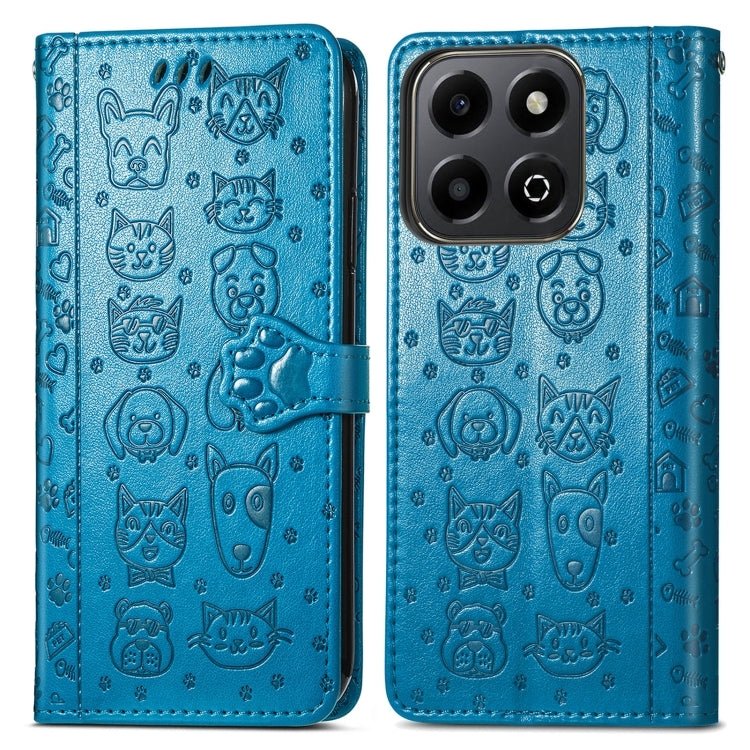 For Honor 200 Smart Cat and Dog Embossed Leather Phone Case