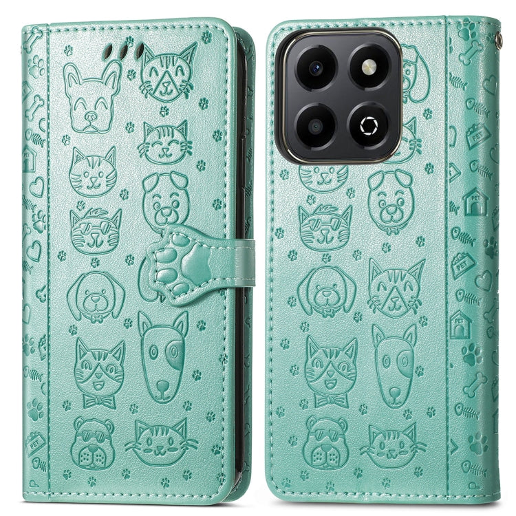 For Honor 200 Smart Cat and Dog Embossed Leather Phone Case