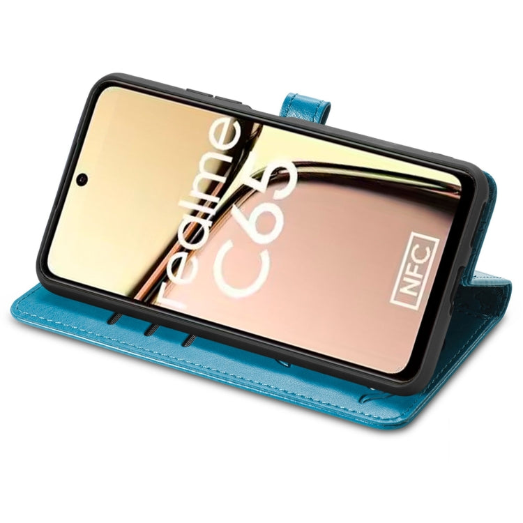For Realme C65 Cat and Dog Embossed Leather Phone Case