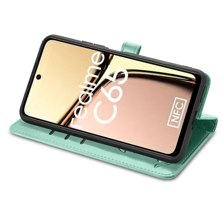 For Realme C65 Cat and Dog Embossed Leather Phone Case
