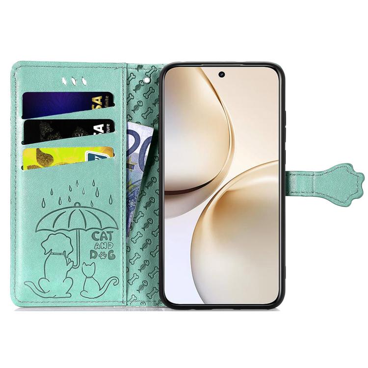 For Realme 14 Pro+ Cat and Dog Embossed Leather Phone Case