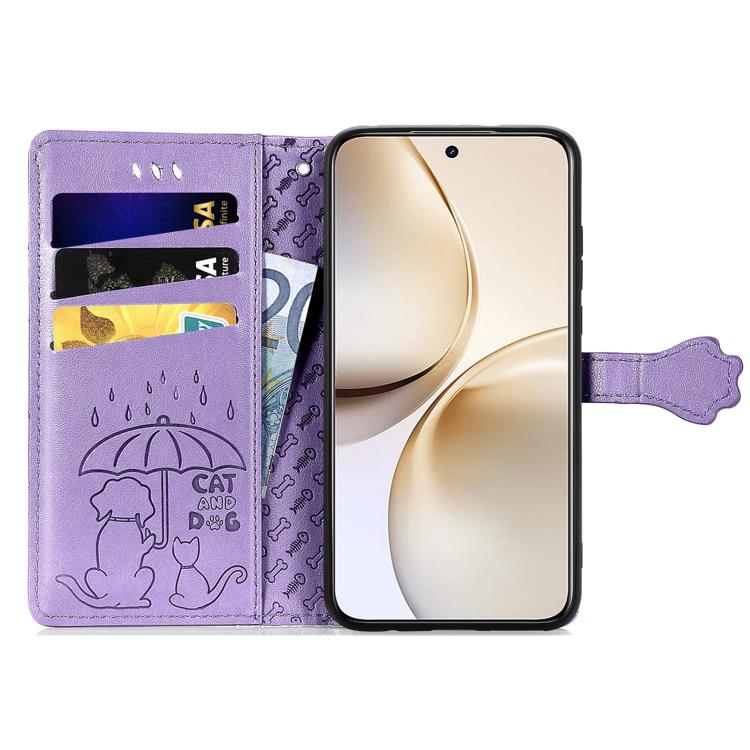 For Realme 14 Pro+ Cat and Dog Embossed Leather Phone Case