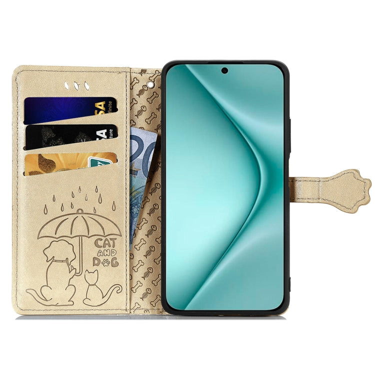 For Huawei Pura 70 Pro+ Cat and Dog Embossed Leather Phone Case