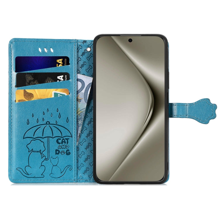 For Huawei Pura 70 Ultra Cat and Dog Embossed Leather Phone Case